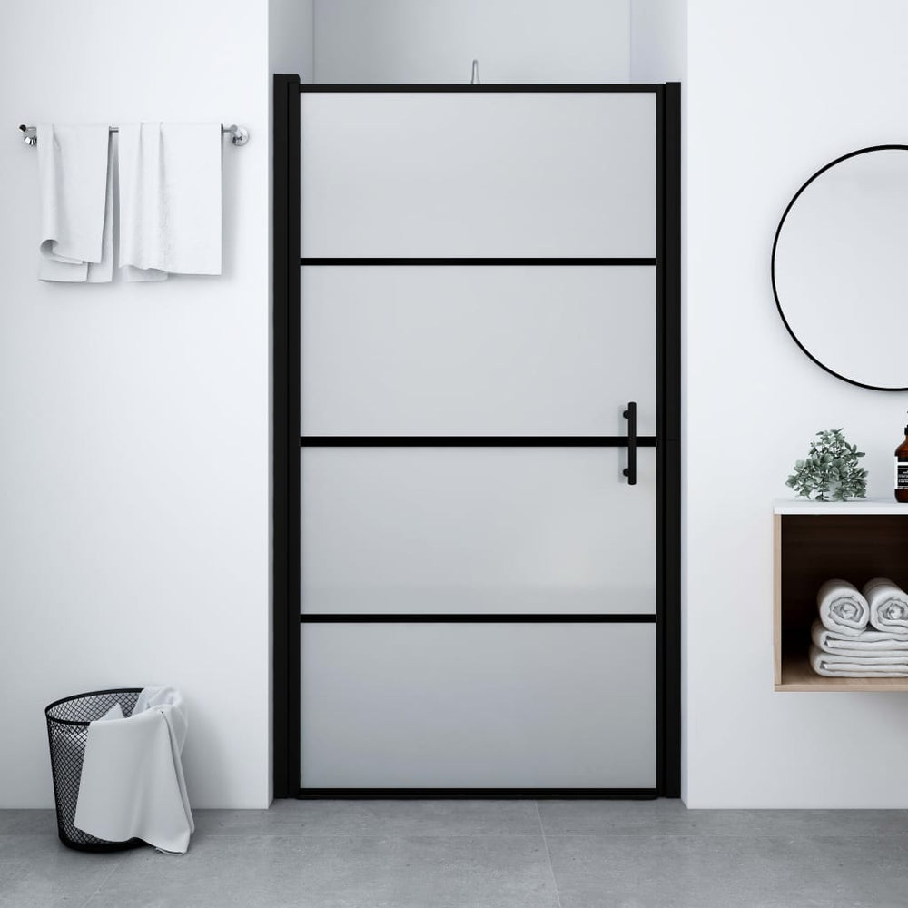 Shower door, black, 100x178cm, tempered glass, matt