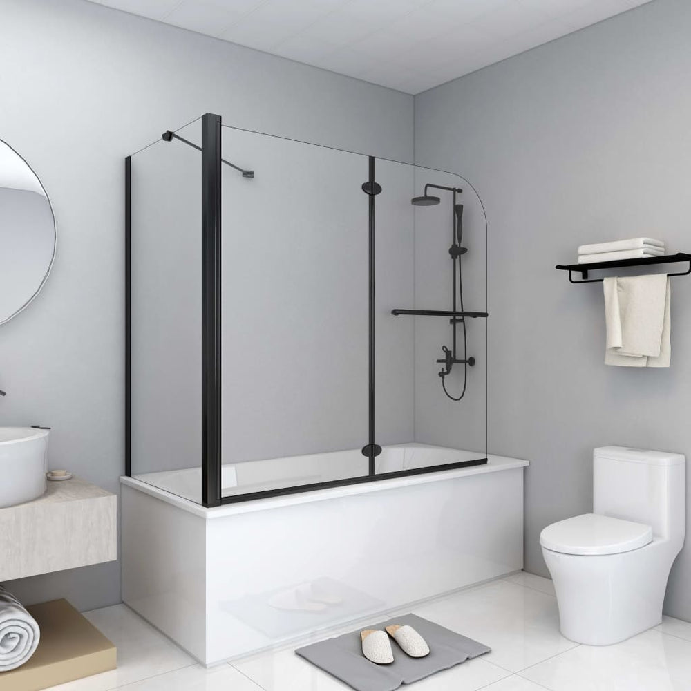 Folding shower screen, double, black, 120x68x130cm, ESG