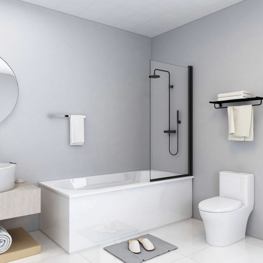 Shower partition, black, 68x130cm, ESG