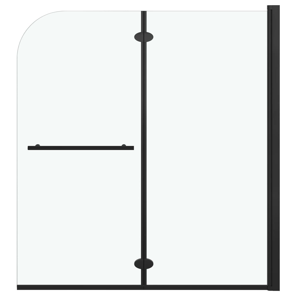 Foldable shower screen, 2-part, black, 120x140cm, ESG