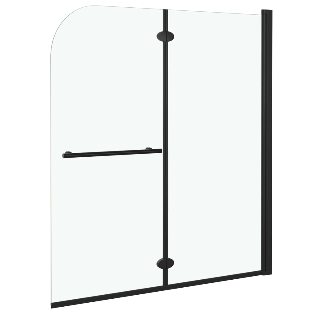 Foldable shower screen, 2-part, black, 120x140cm, ESG