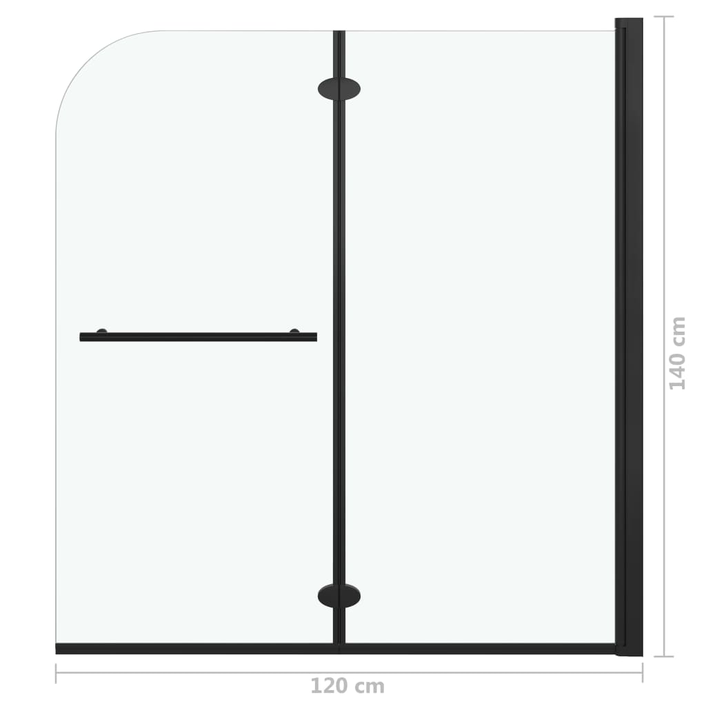 Foldable shower screen, 2-part, black, 120x140cm, ESG
