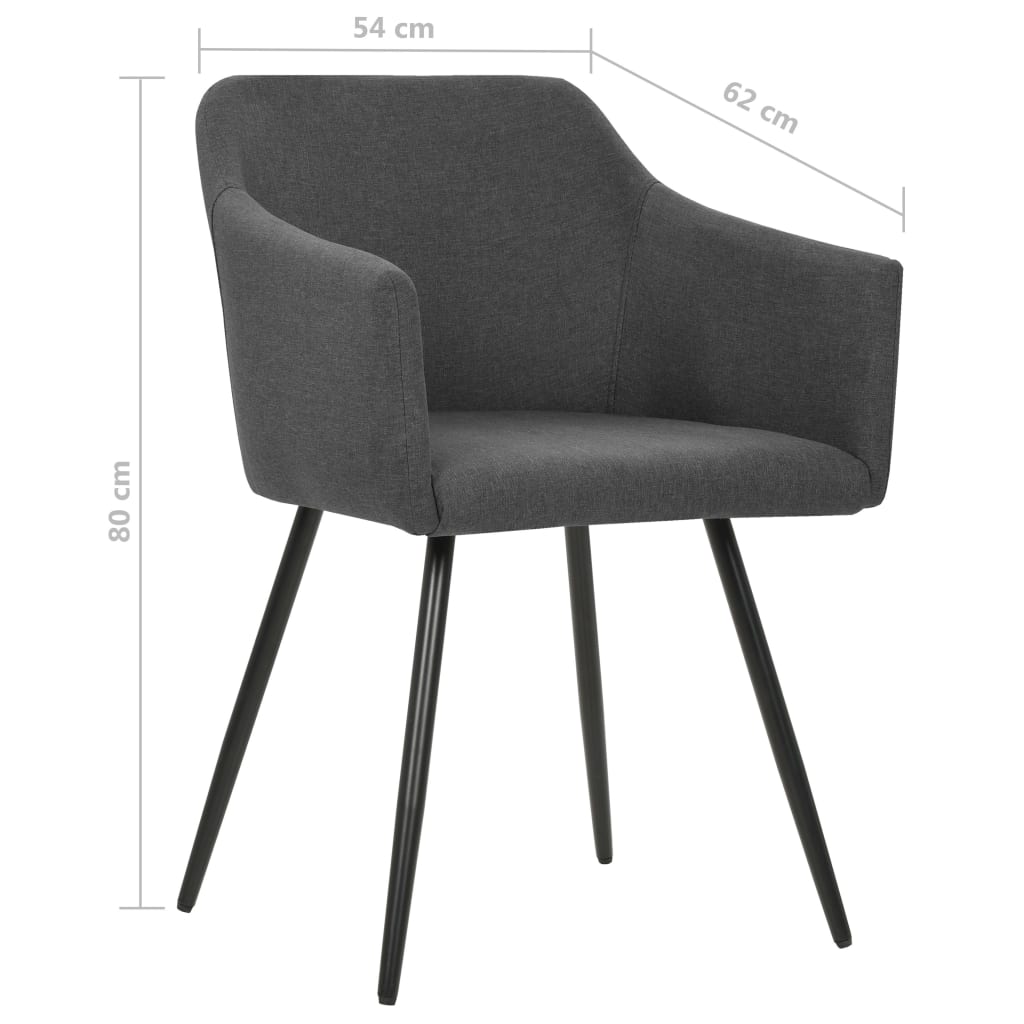 Dining chairs, 2 pcs., dark grey, fabric