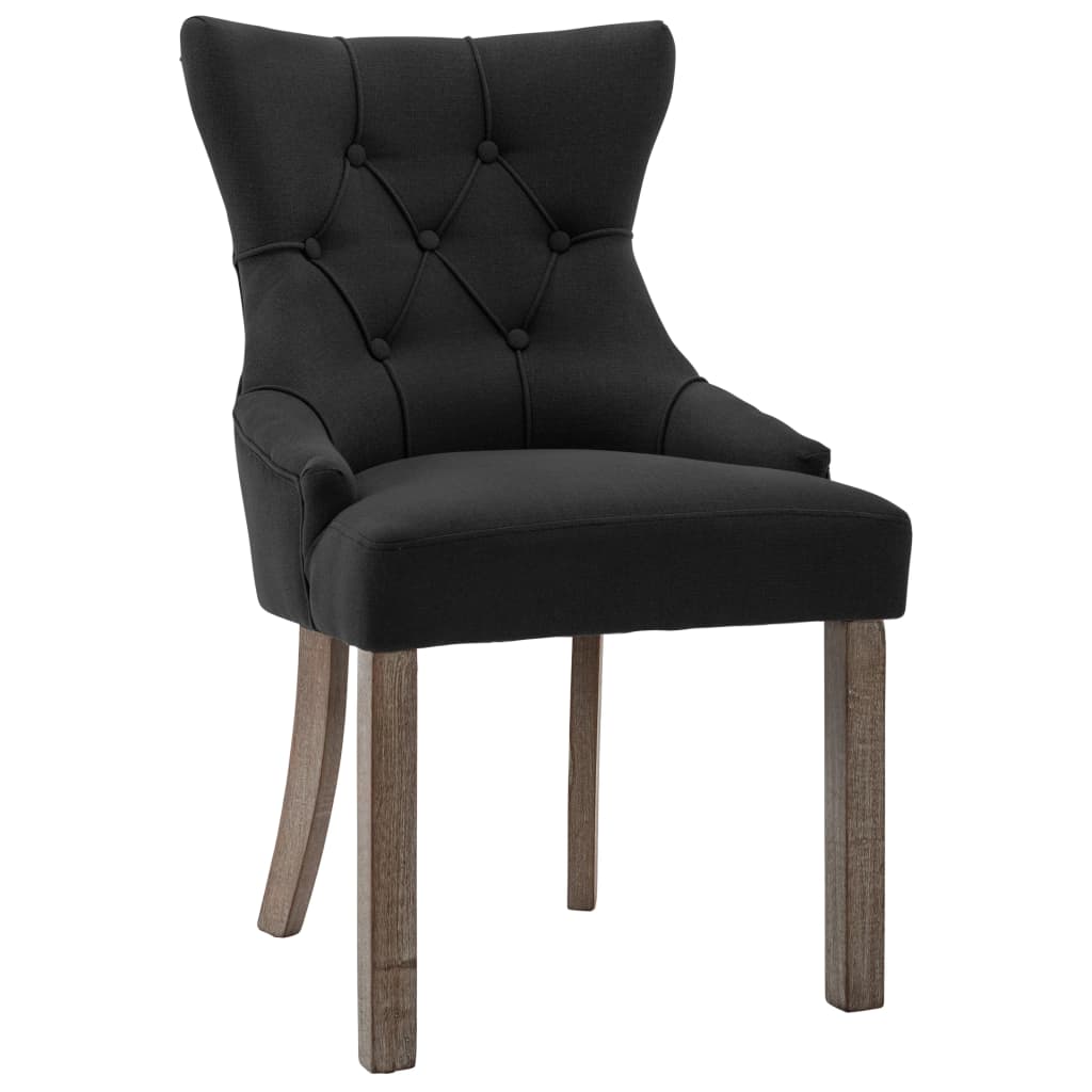 Dining chairs, 2 pcs, black, fabric