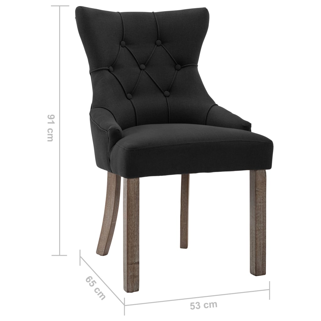 Dining chairs, 2 pcs, black, fabric
