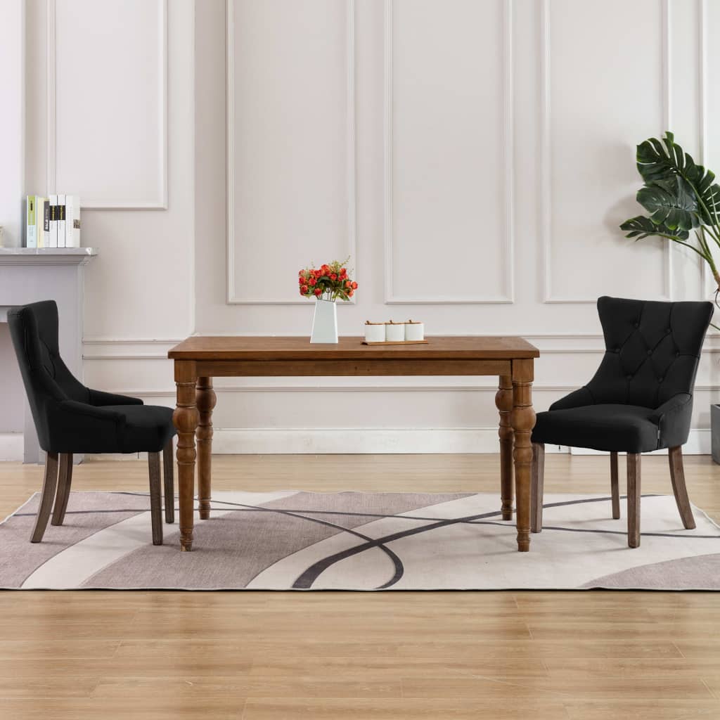 Dining chairs, 2 pcs, black, fabric