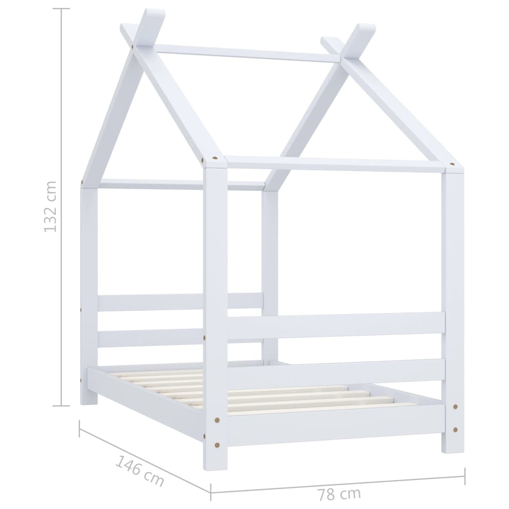 Children's bed frame, white, 70x140cm, solid pine