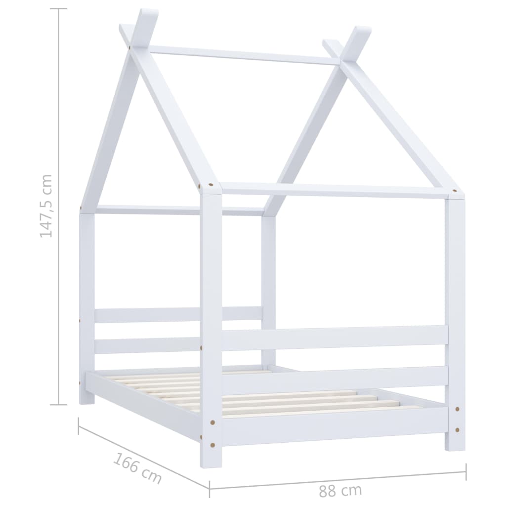 Children's bed frame, white, 80x160cm, solid pine