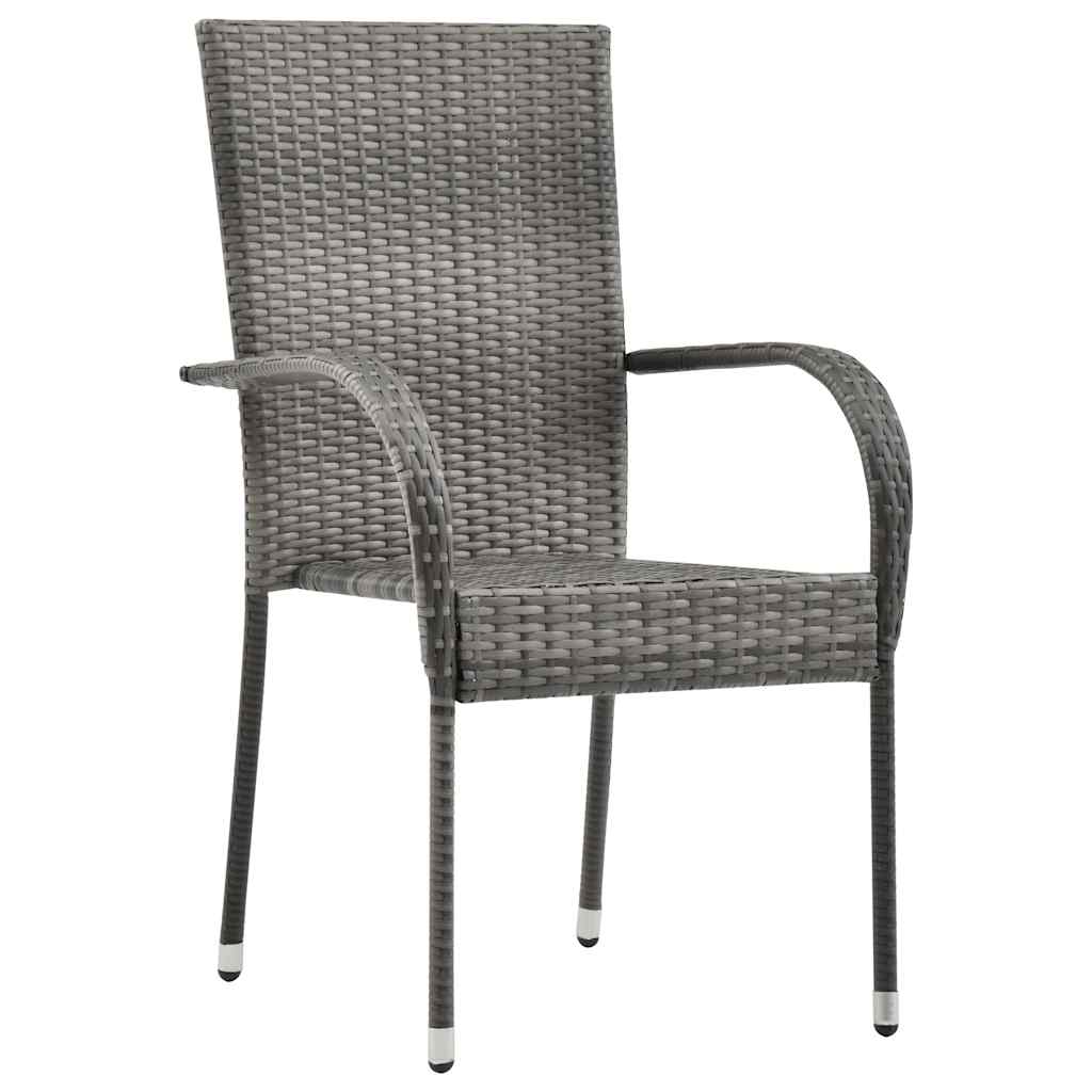 Folding outdoor chairs, 6 pcs, grey, polyrattan