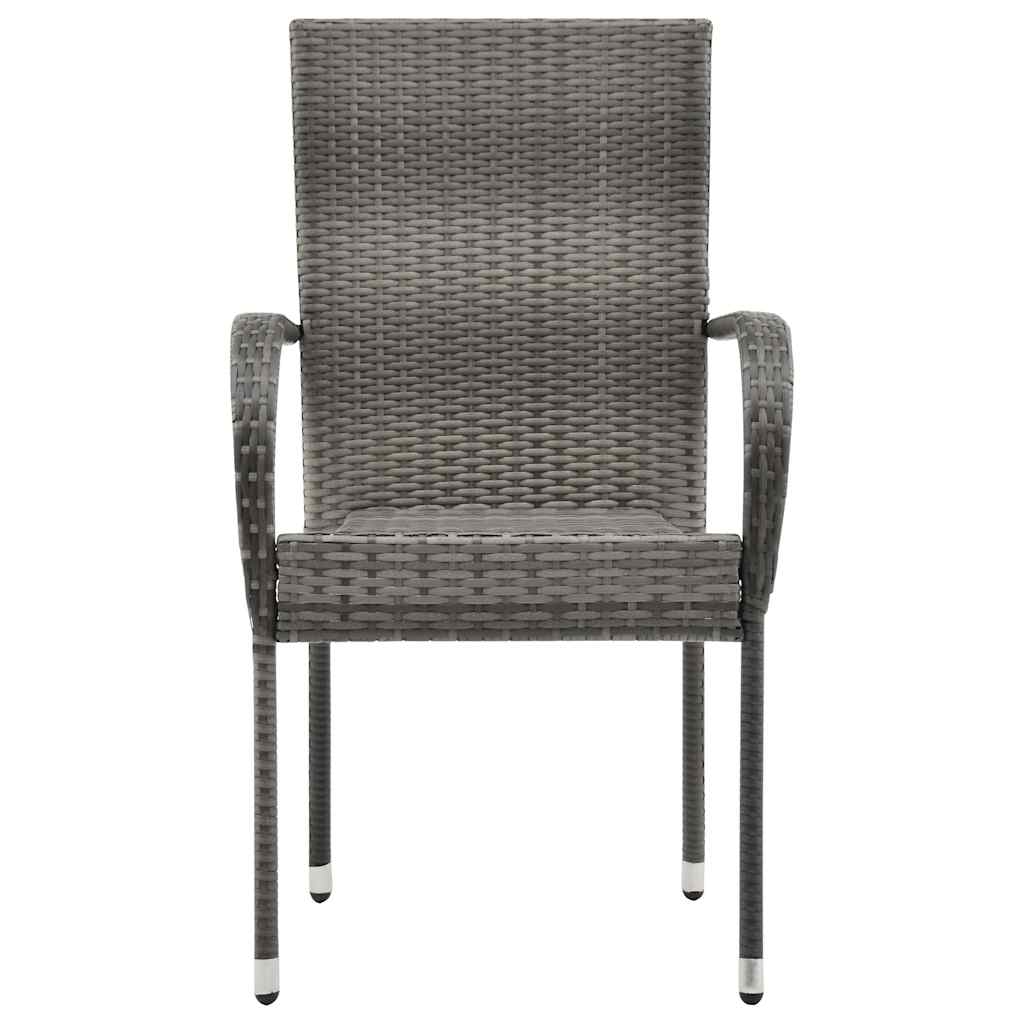Folding outdoor chairs, 6 pcs, grey, polyrattan