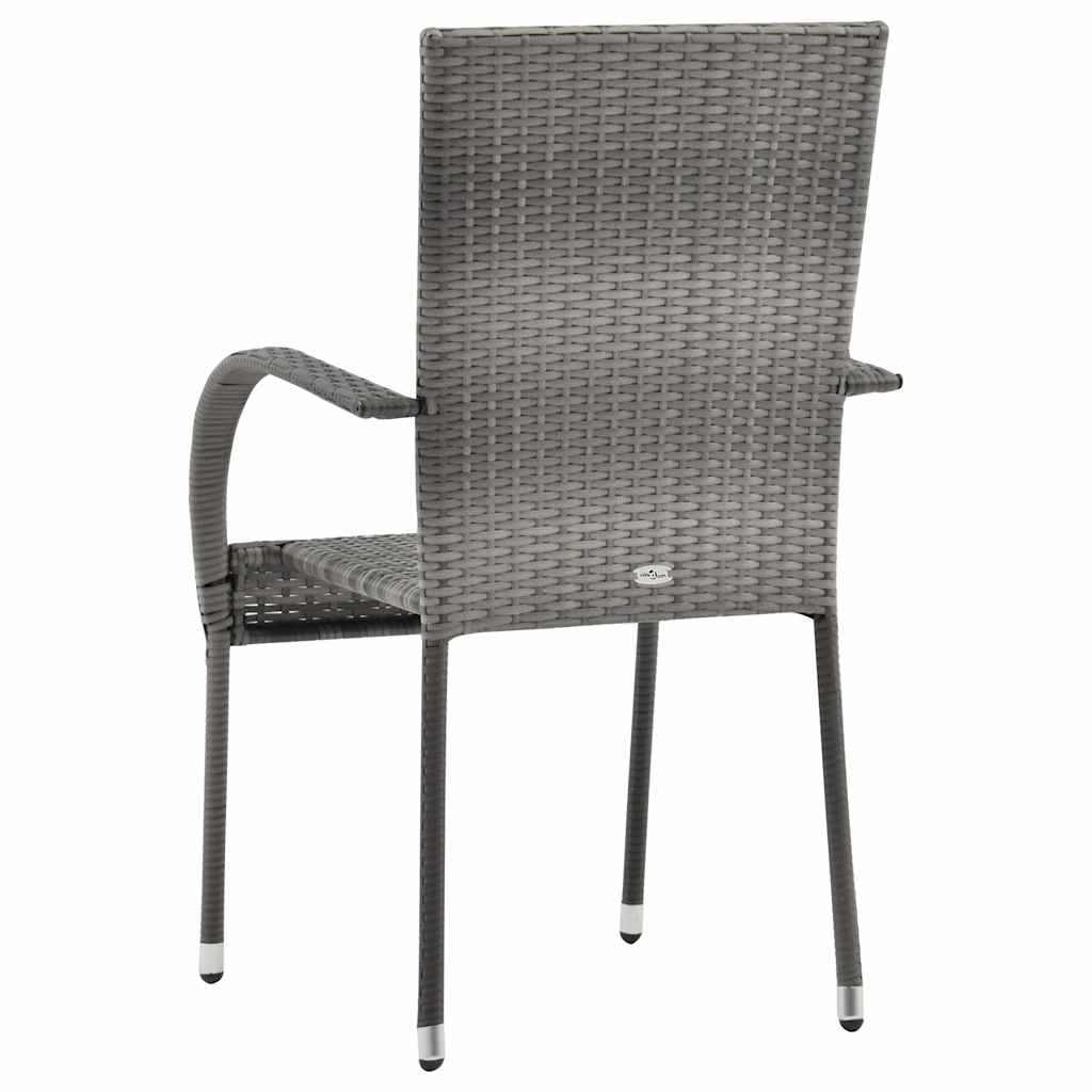 Folding outdoor chairs, 6 pcs, grey, polyrattan