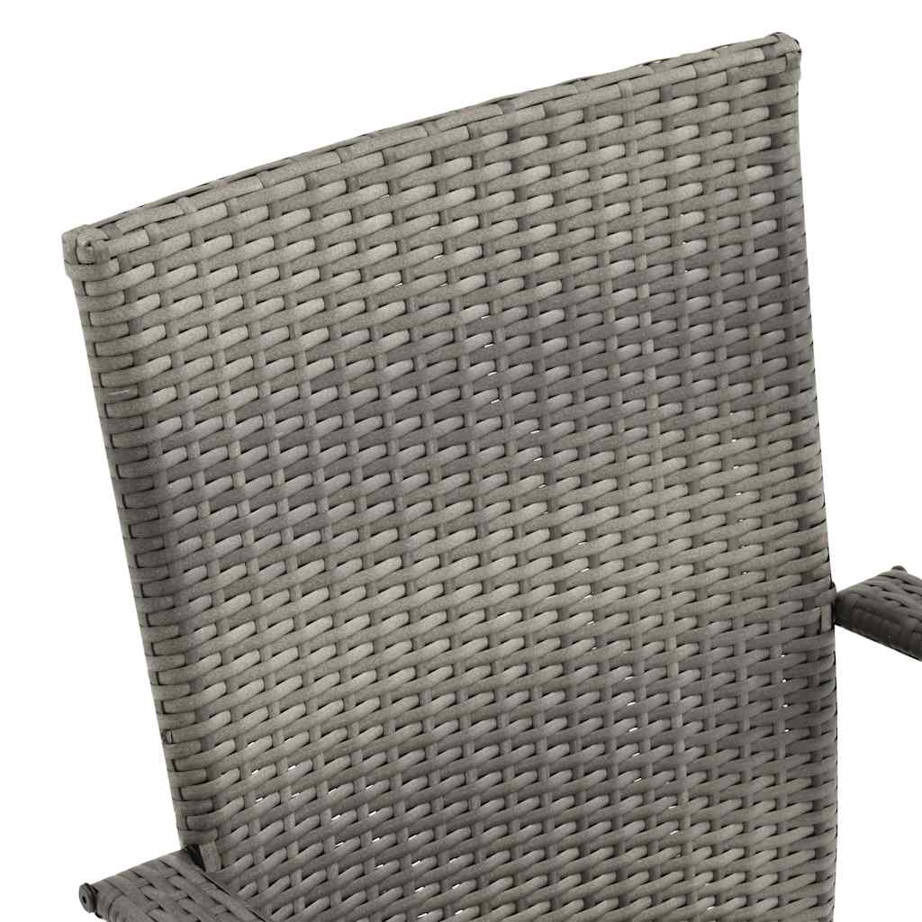 Folding outdoor chairs, 6 pcs, grey, polyrattan