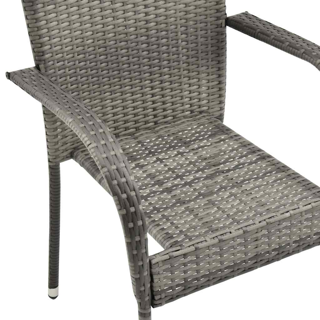 Folding outdoor chairs, 6 pcs, grey, polyrattan