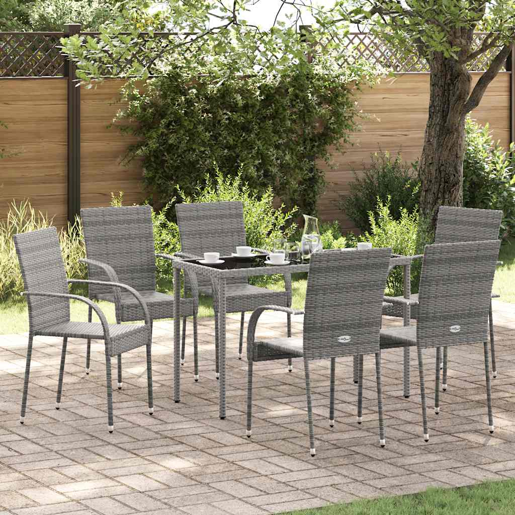 Folding outdoor chairs, 6 pcs, grey, polyrattan