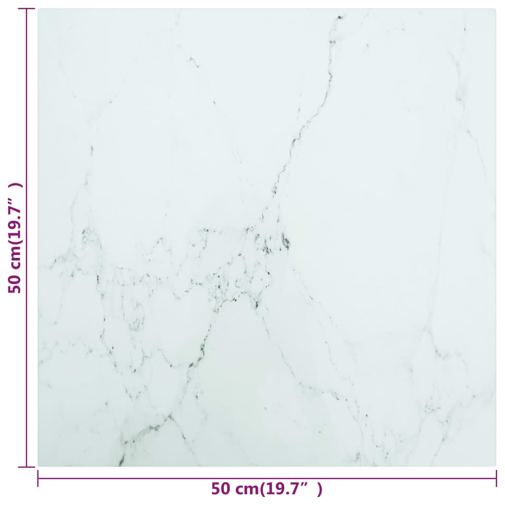 Tabletop, white, 50x50cm, tempered glass, 6mm