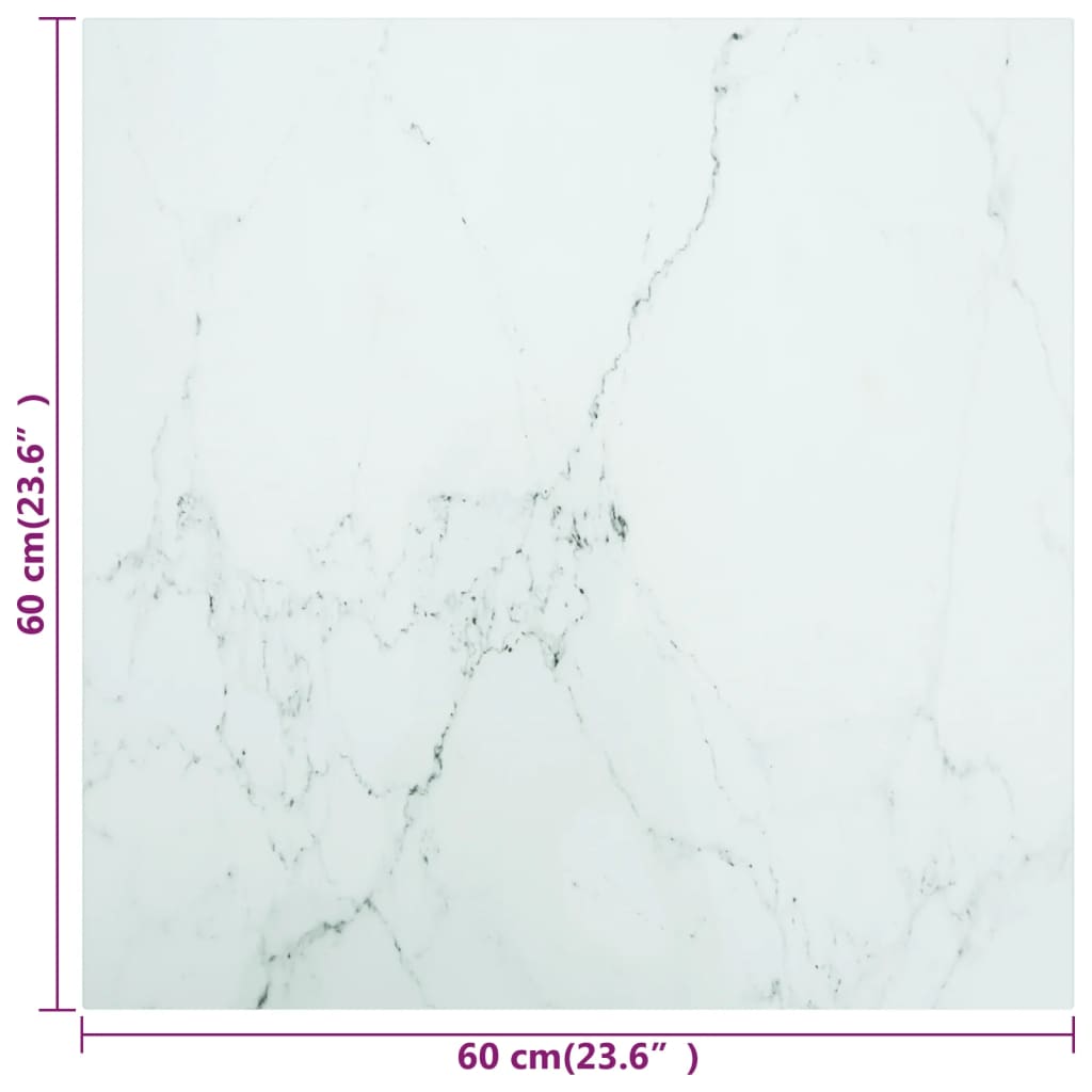 Table top, white, 60x60cm, tempered glass, 6mm