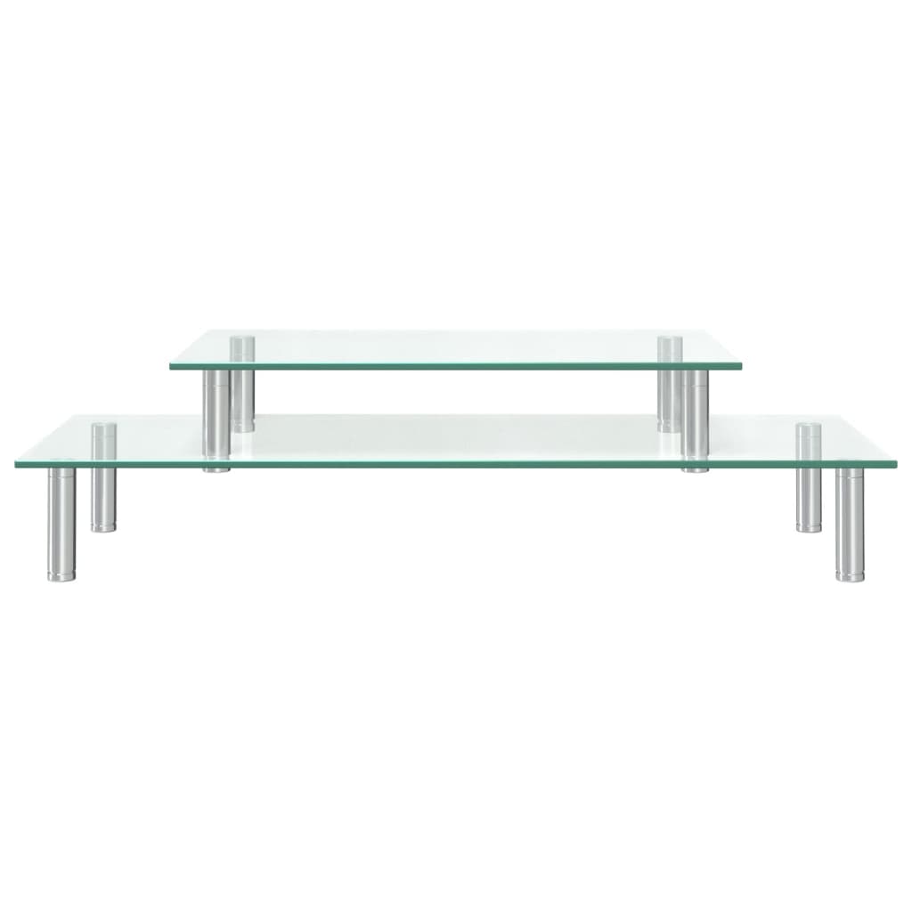 Monitor stand, clear, glass, 2-tier