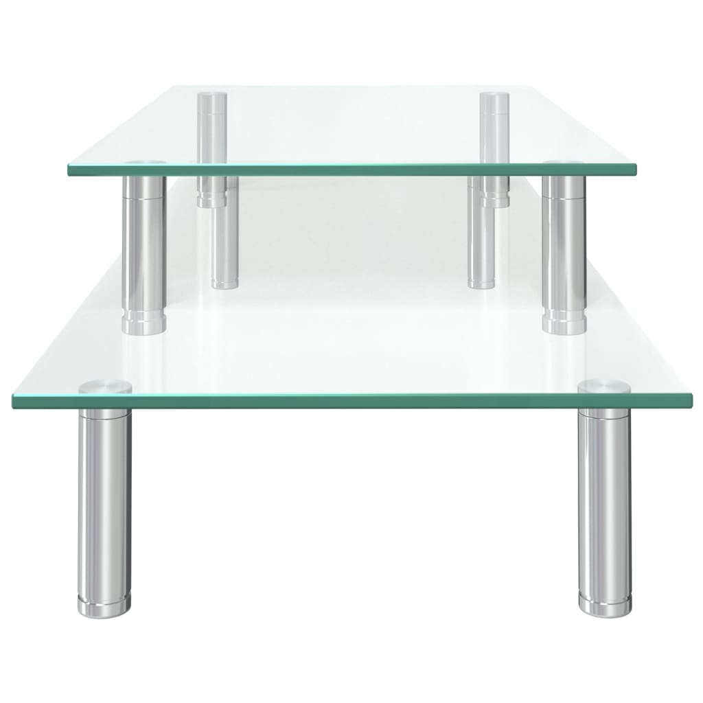 Monitor stand, clear, glass, 2-tier