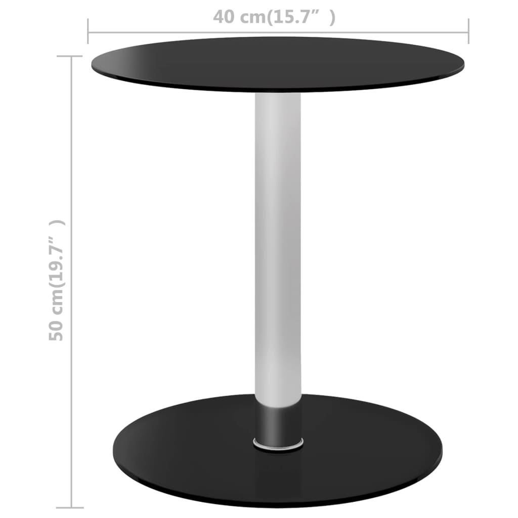 Coffee table, black, 40cm, tempered glass