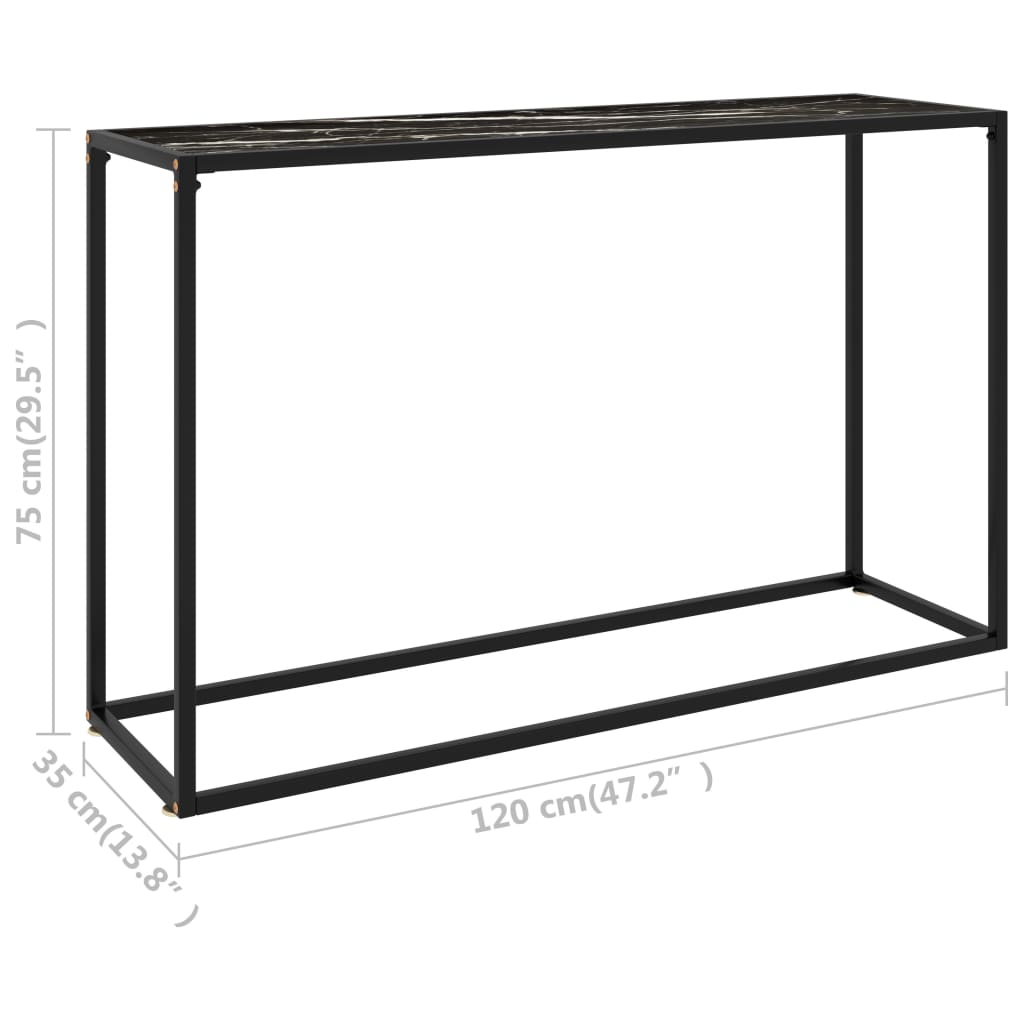 Konsolinis staliukas, juodas, 120x35x75cm, grūdintas stiklas