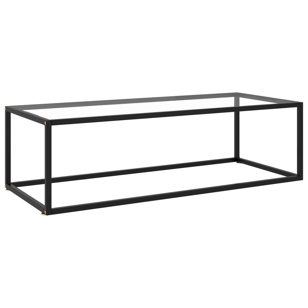 Coffee table with tempered glass, black, 120x50x35cm