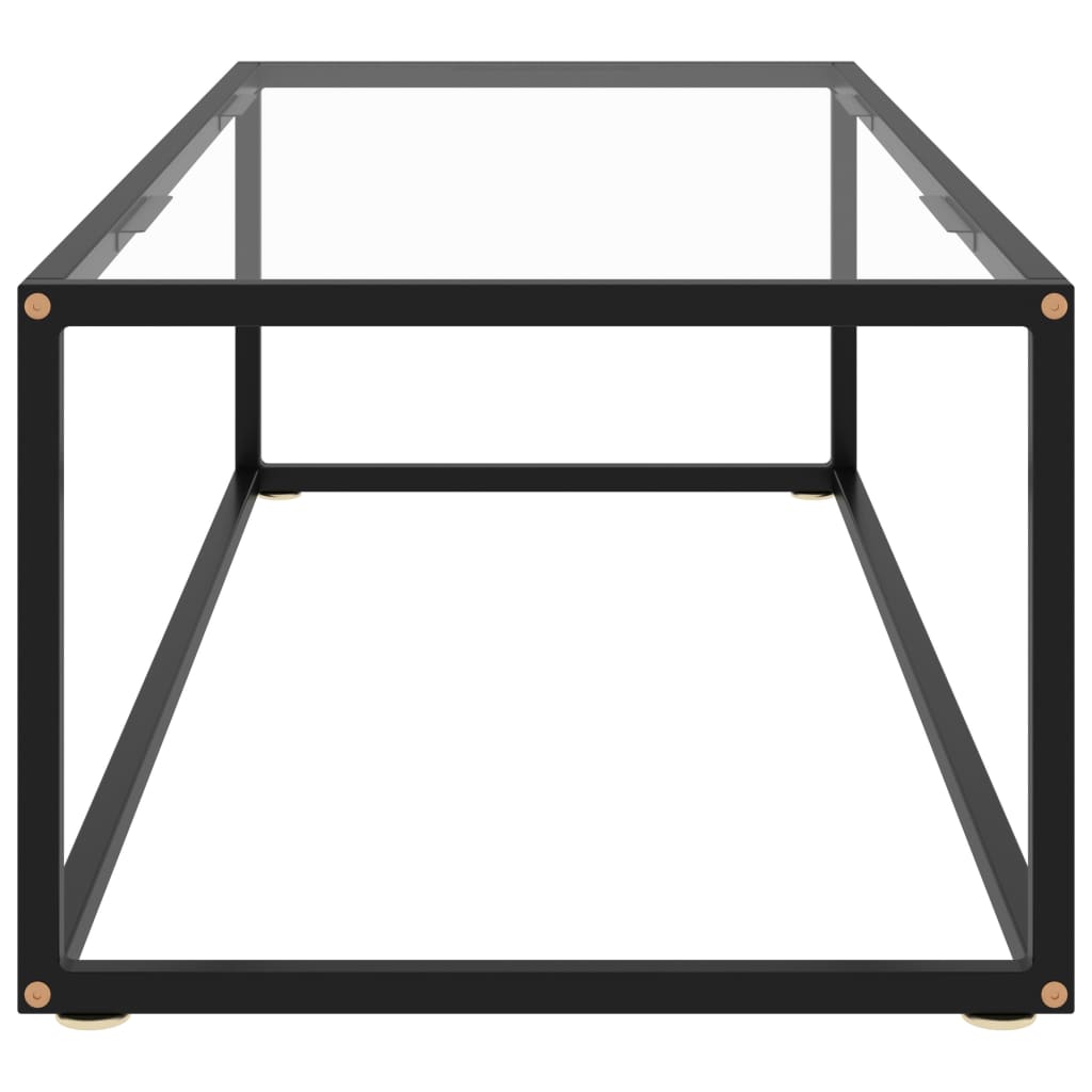 Coffee table with tempered glass, black, 120x50x35cm