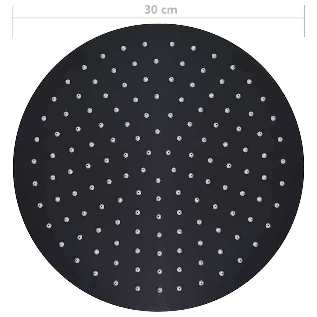 Rainfall shower head, black, 30cm, stainless steel