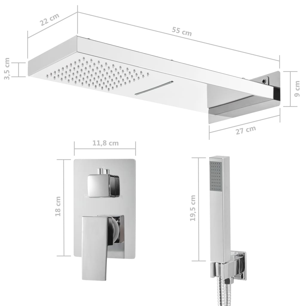 Shower system, silver, stainless steel 201
