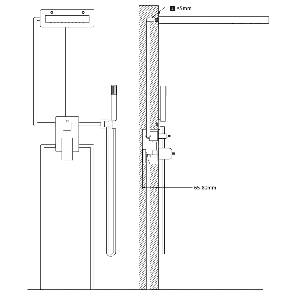 Shower system, silver, stainless steel 201