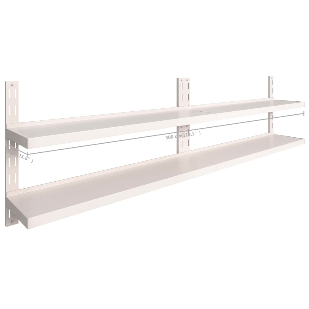 Wall shelves, 2 pcs., 300x30cm, stainless steel