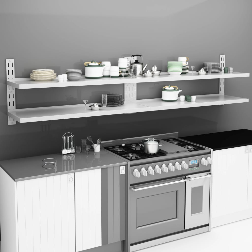 Wall shelves, 2 pcs., 300x30cm, stainless steel