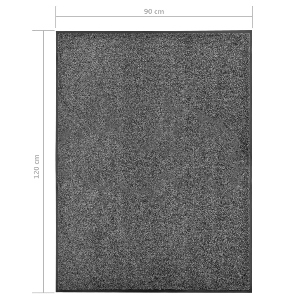 Door mat, anthracite, 90x120cm, washable