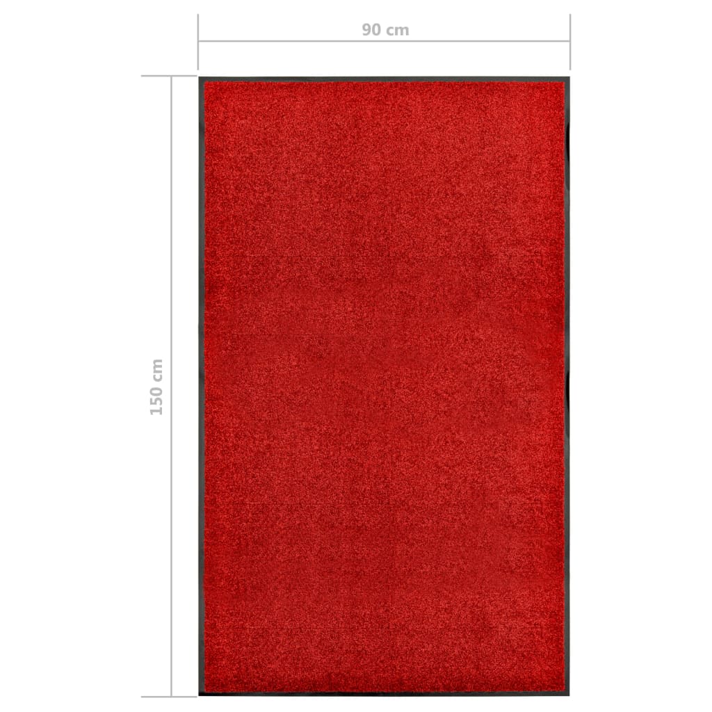 Doormat, red, 90x150cm, washable