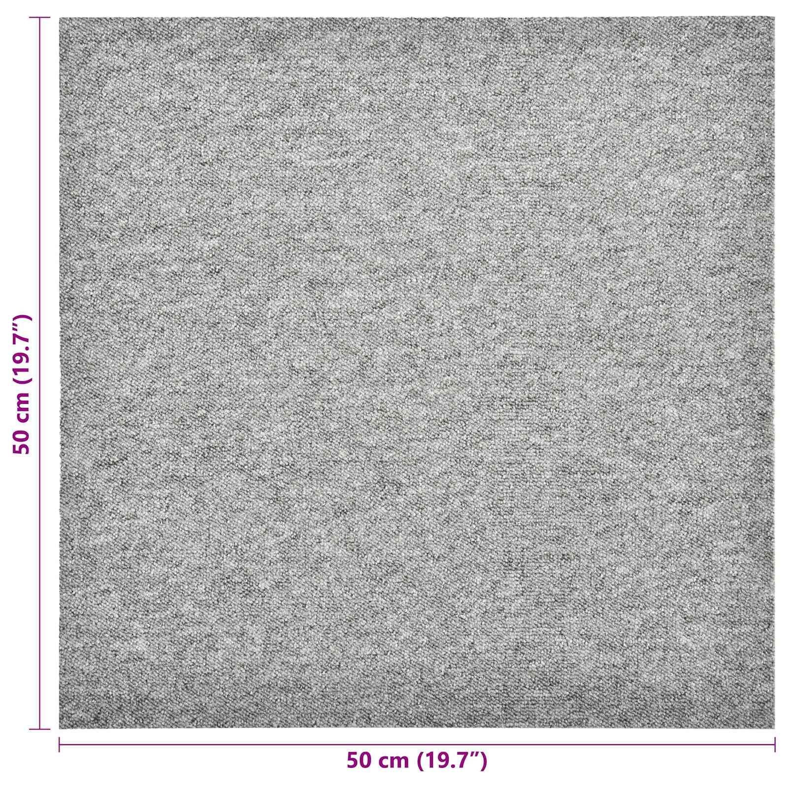Carpet tiles 20 pcs Light grey 50 x 50 cm 100% polypropylene