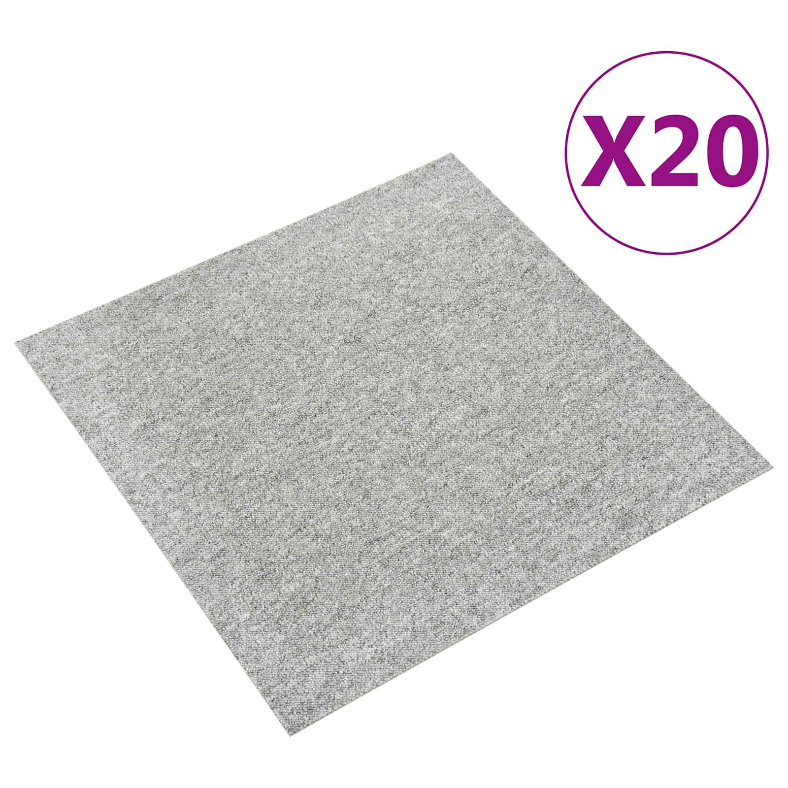 Carpet tiles 20 pcs Light grey 50 x 50 cm 100% polypropylene