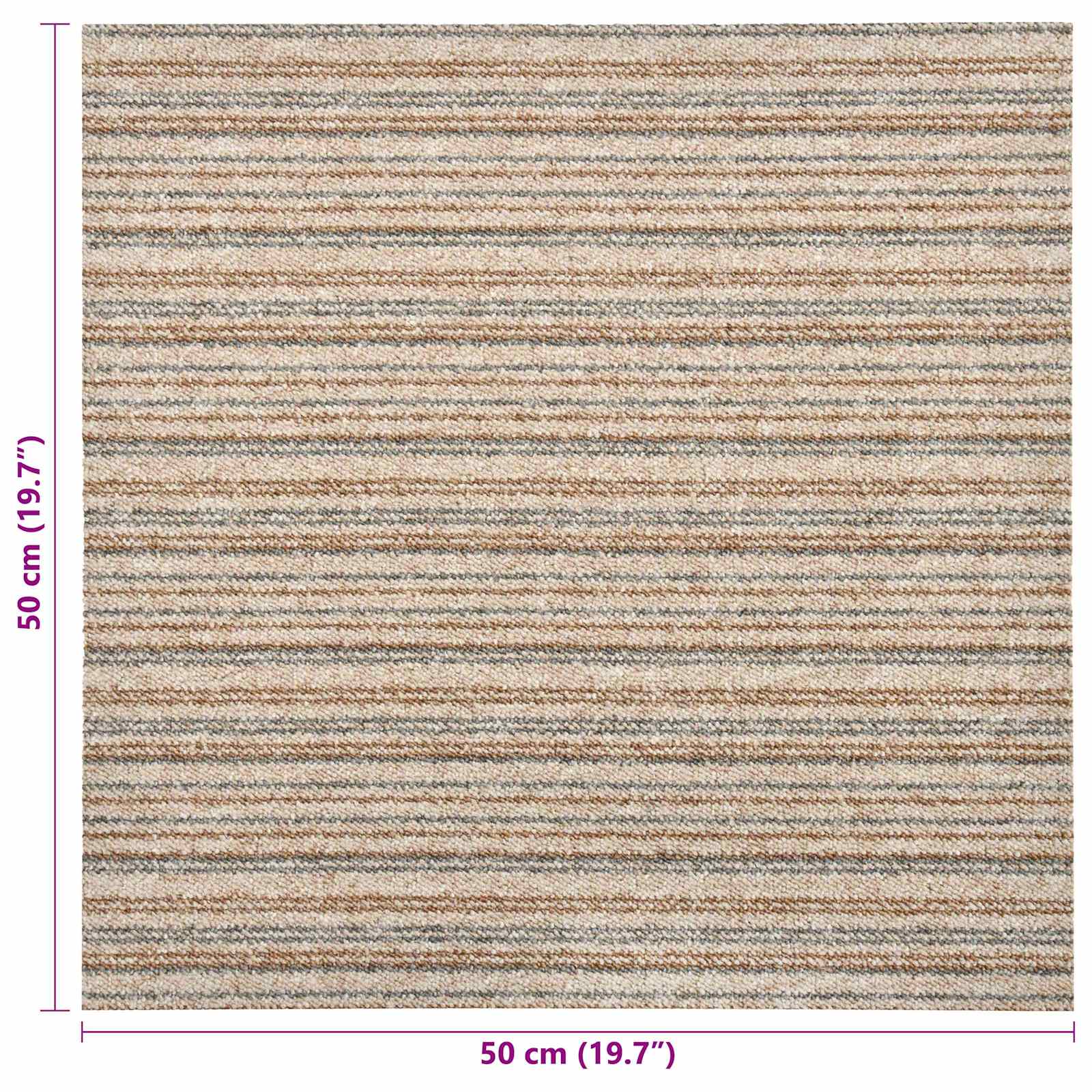 Kilimas 20 pcs Juostuota smėlio spalvos 50 x 50 cm