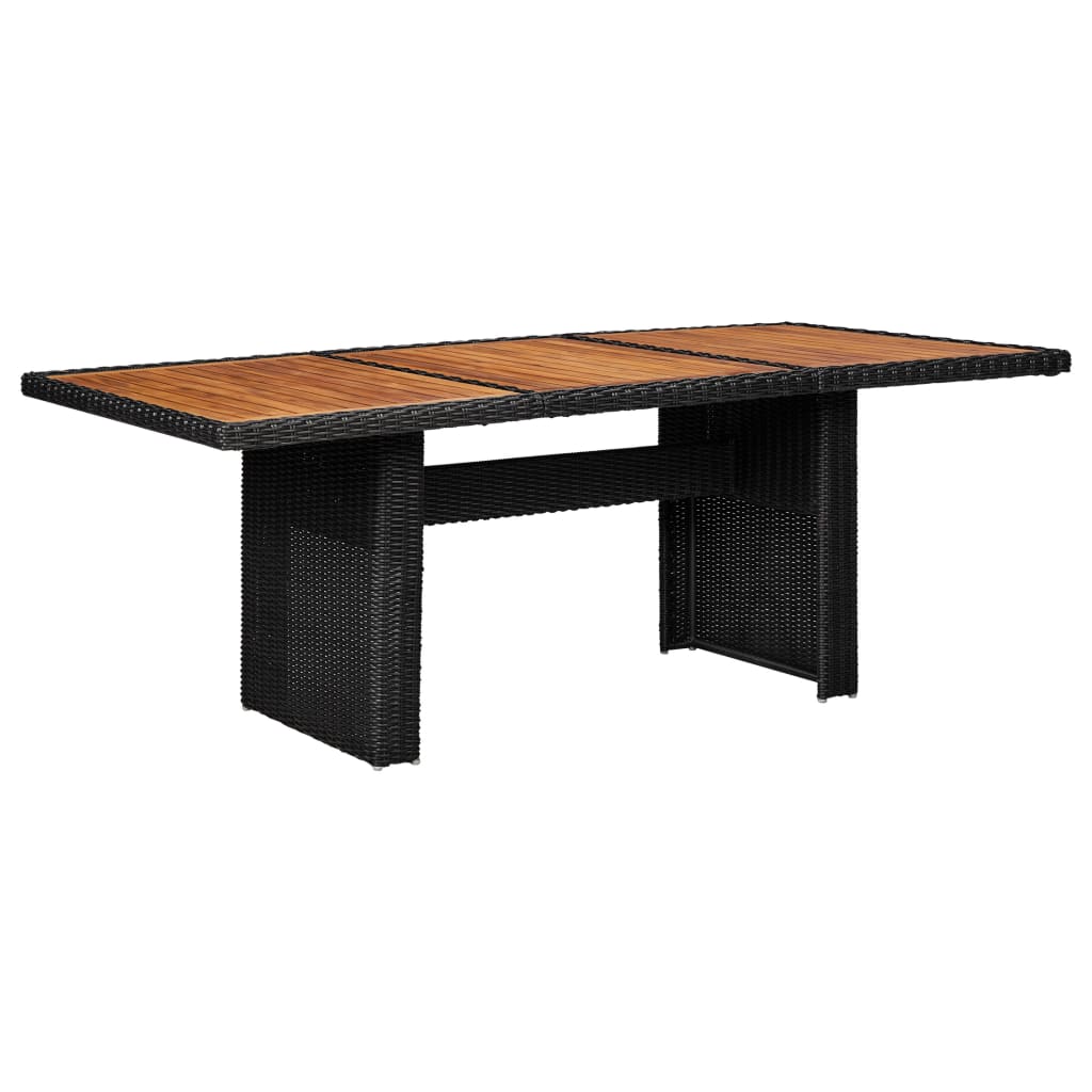 Garden dining table, black, 200x100x74cm, polyrattan