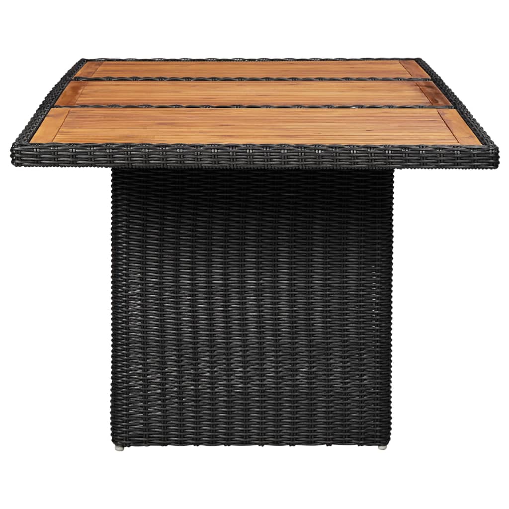 Garden dining table, black, 200x100x74cm, polyrattan
