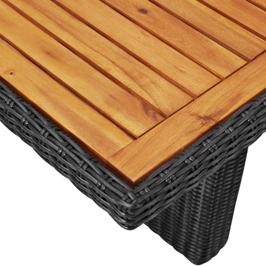 Garden dining table, black, 200x100x74cm, polyrattan