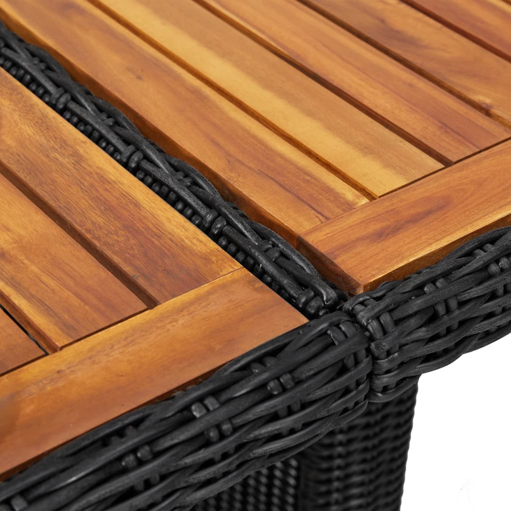Garden dining table, black, 200x100x74cm, polyrattan