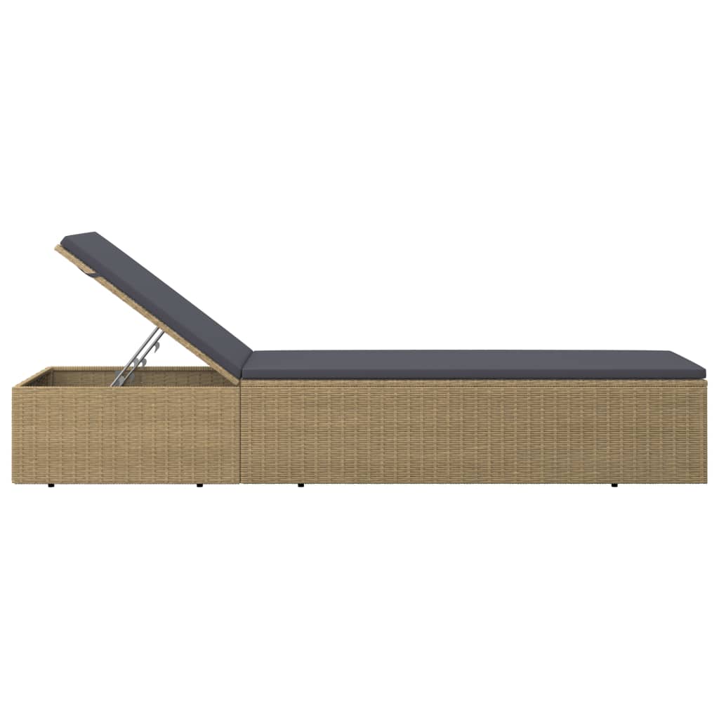 Sun lounger, brown and dark grey, polyrattan