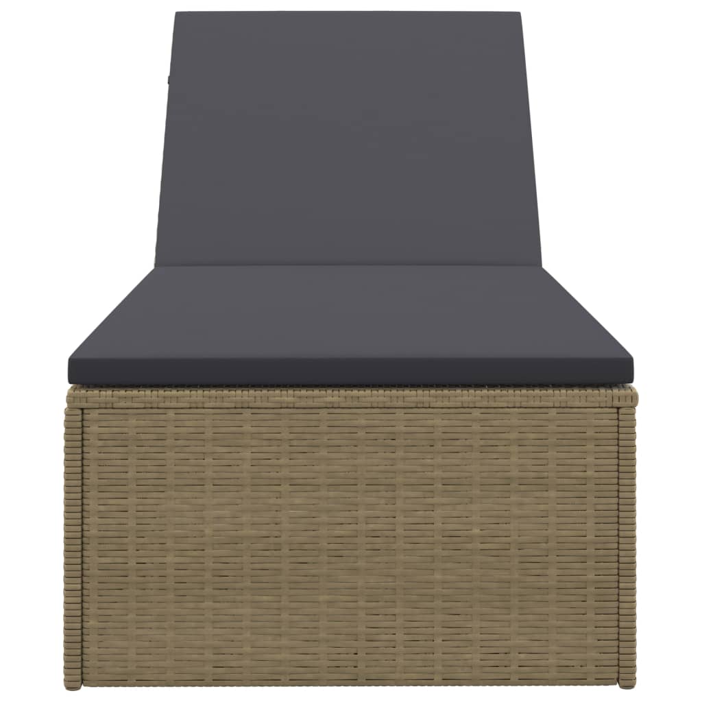 Sun lounger, brown and dark grey, polyrattan