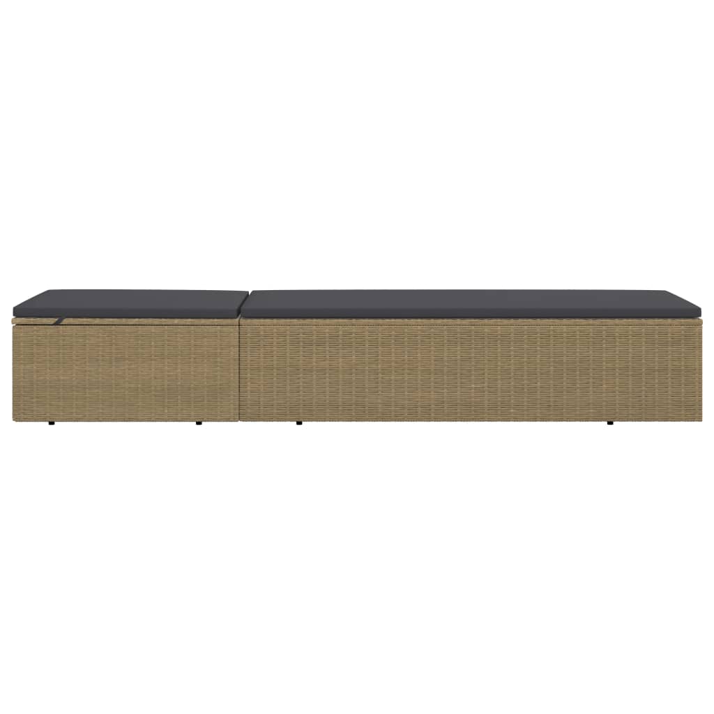 Sun lounger, brown and dark grey, polyrattan