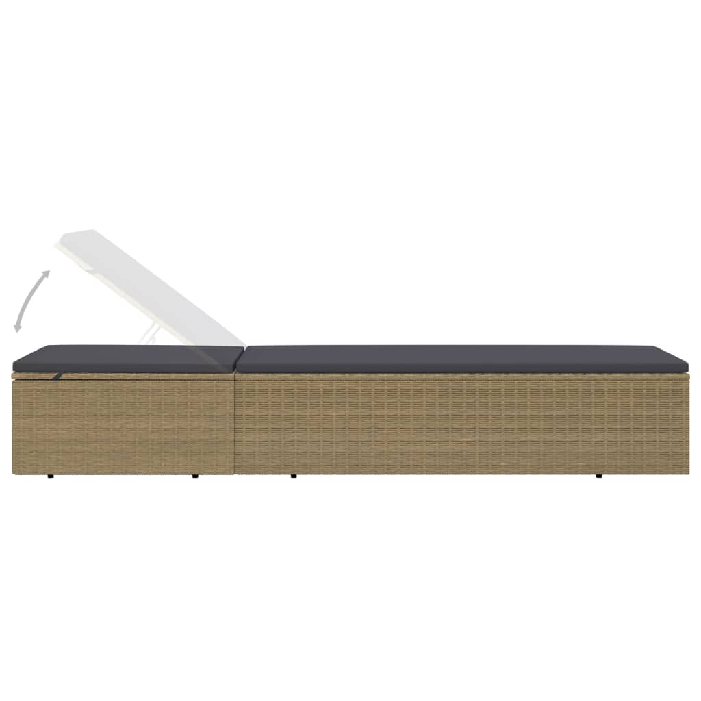 Sun lounger, brown and dark grey, polyrattan