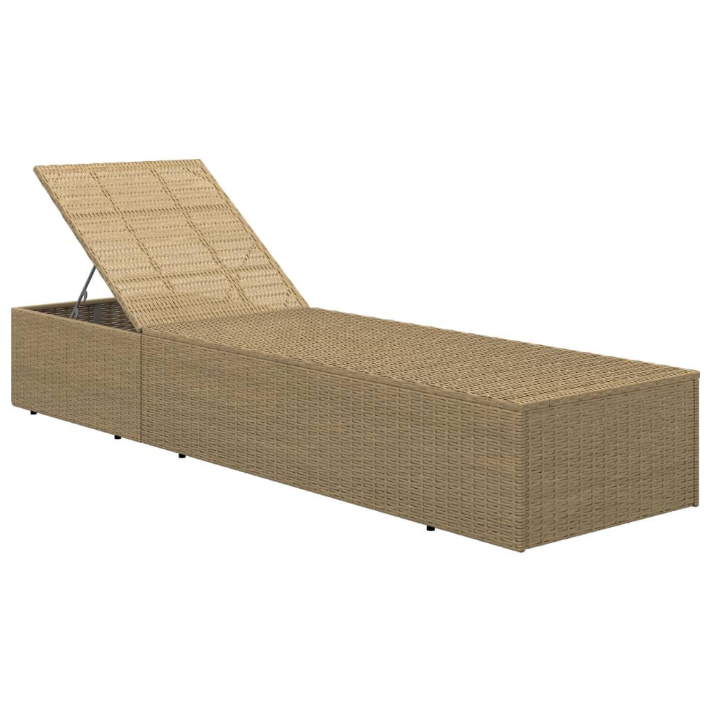 Sun lounger, brown and dark grey, polyrattan