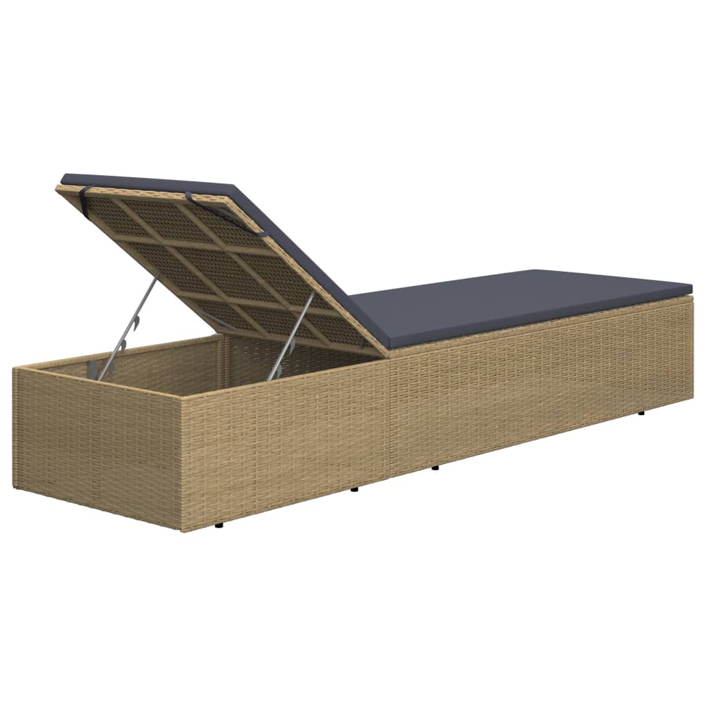 Sun lounger, brown and dark grey, polyrattan