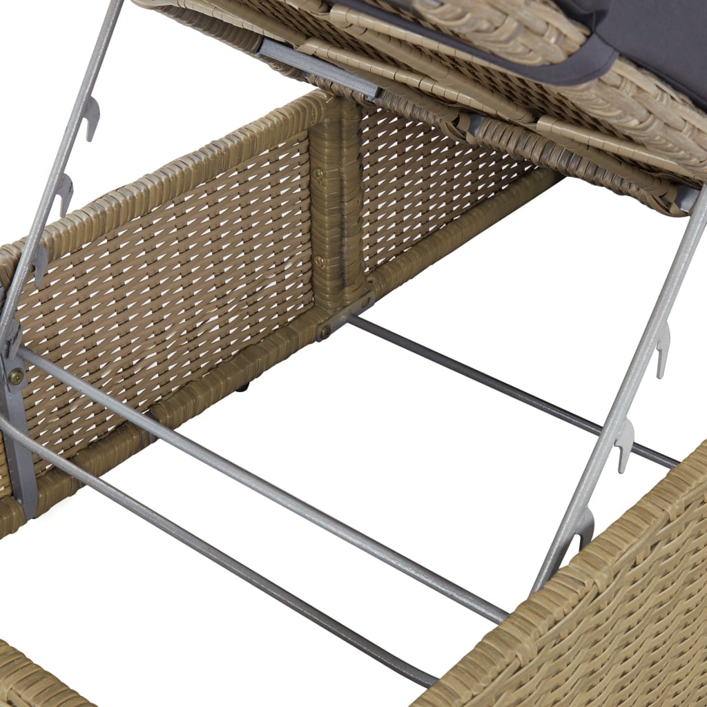 Sun lounger, brown and dark grey, polyrattan