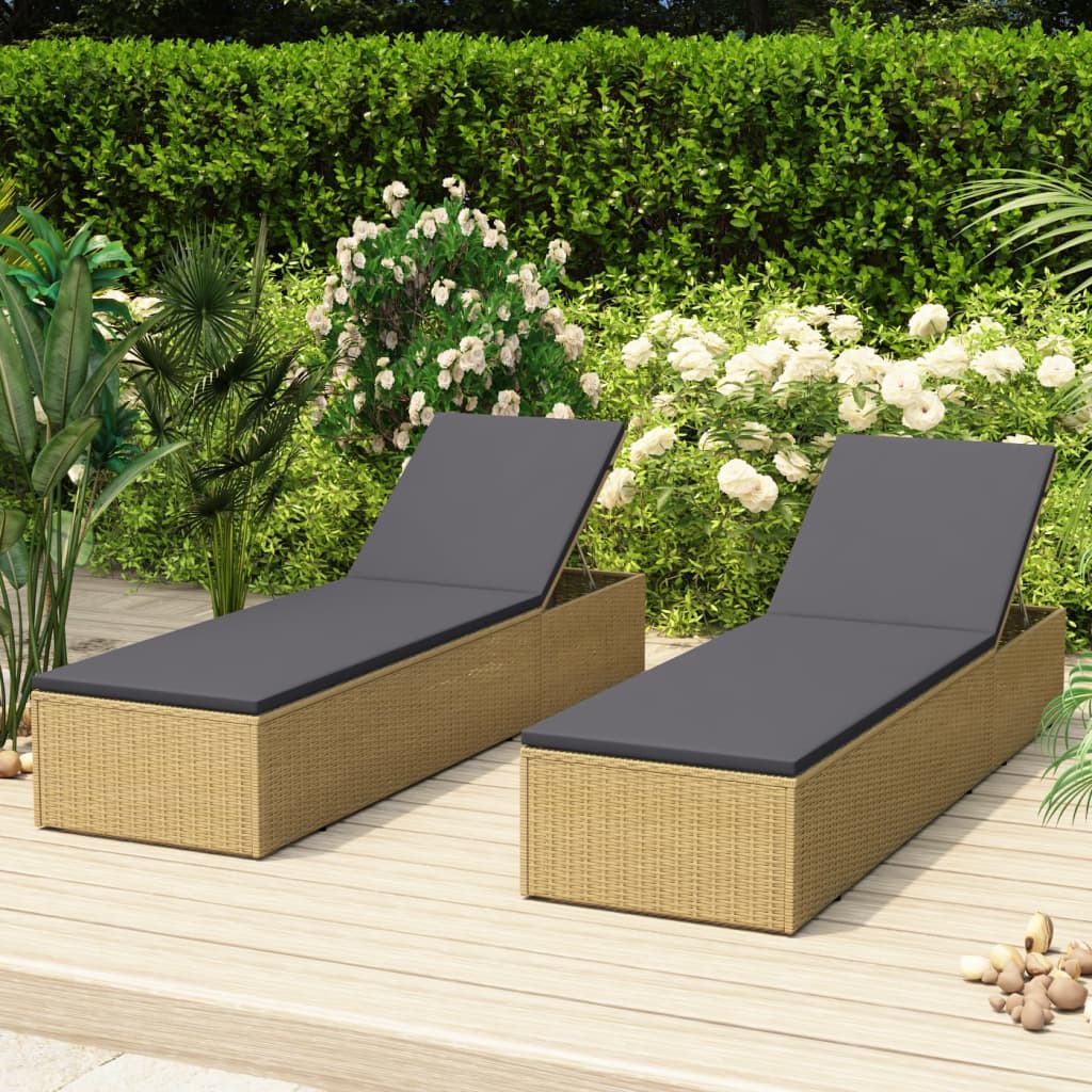Sun lounger, brown and dark grey, polyrattan