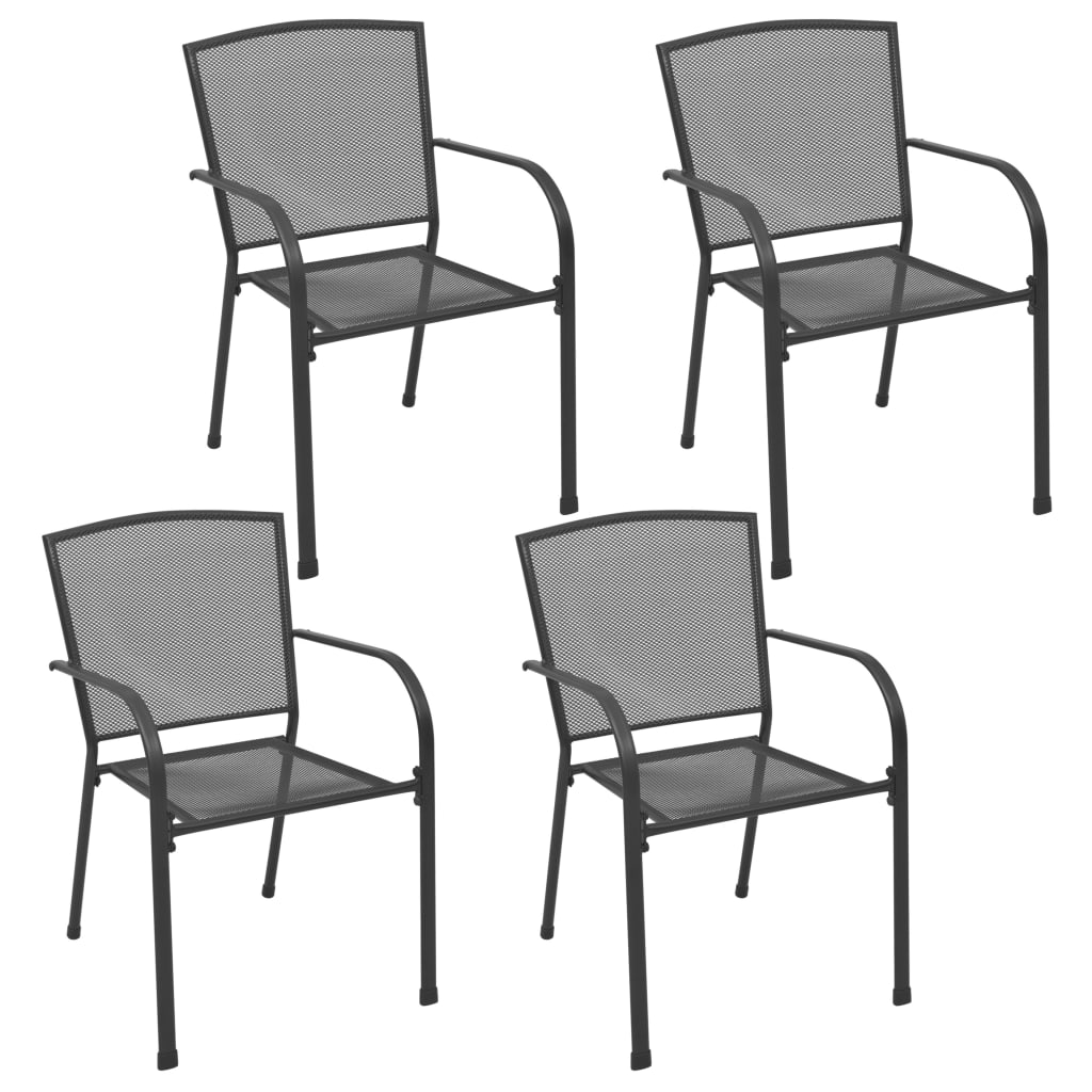 Āra krēsli, 4 gab., antracīta, tērauds, tīklveida dizains