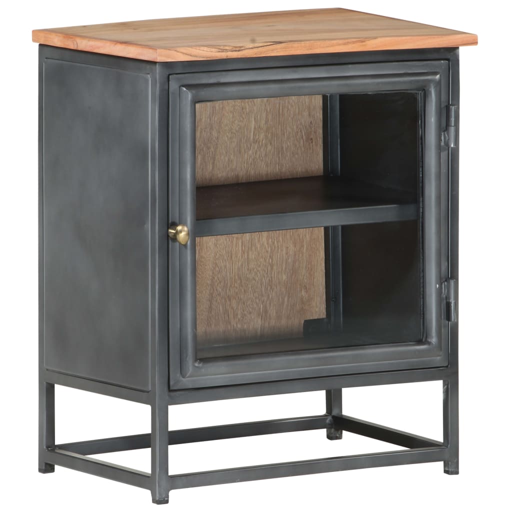 Nightstand, grey, 40x30x50cm, solid acacia wood